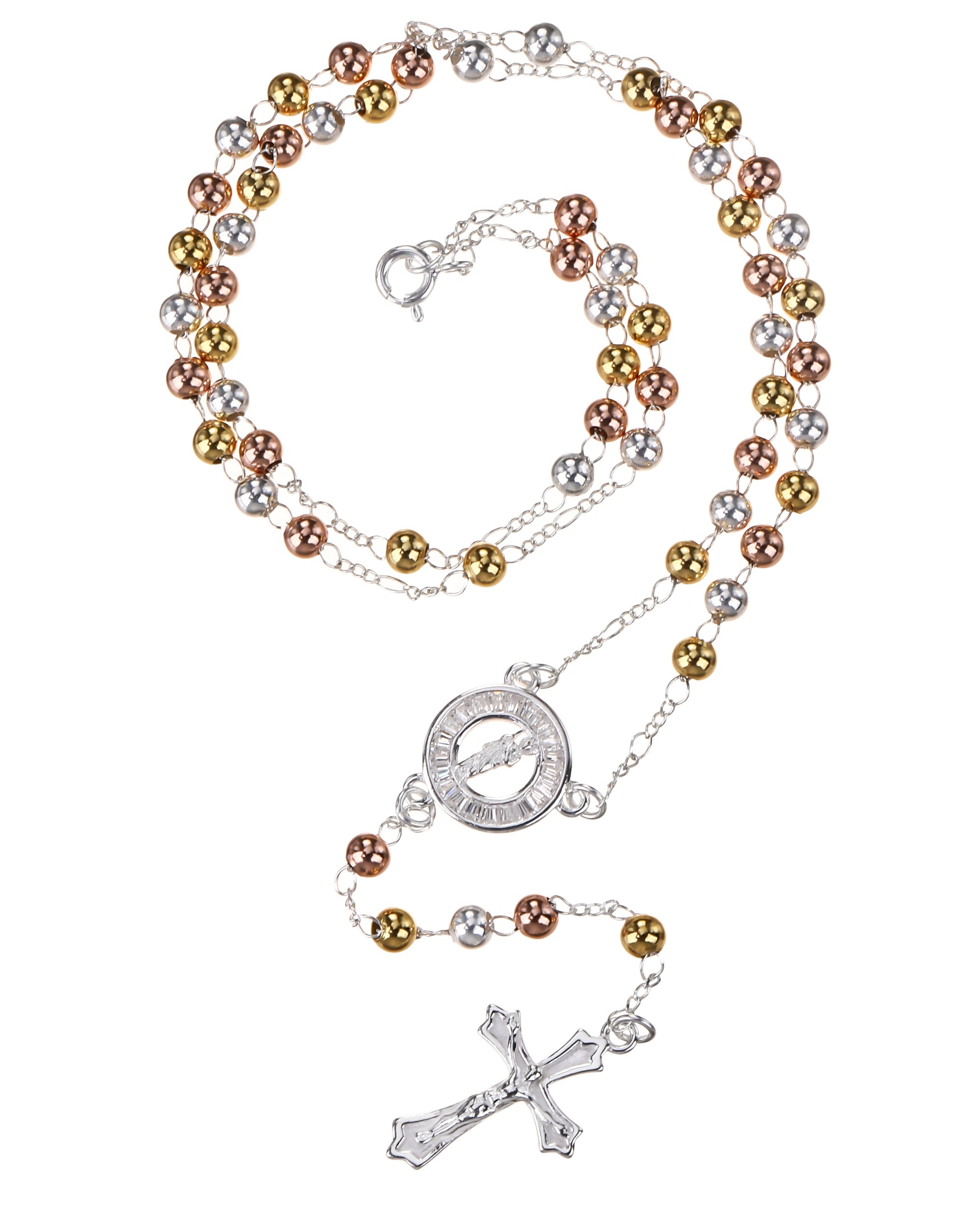 Rosario de san judas con circonia blanca 4mm en florentino