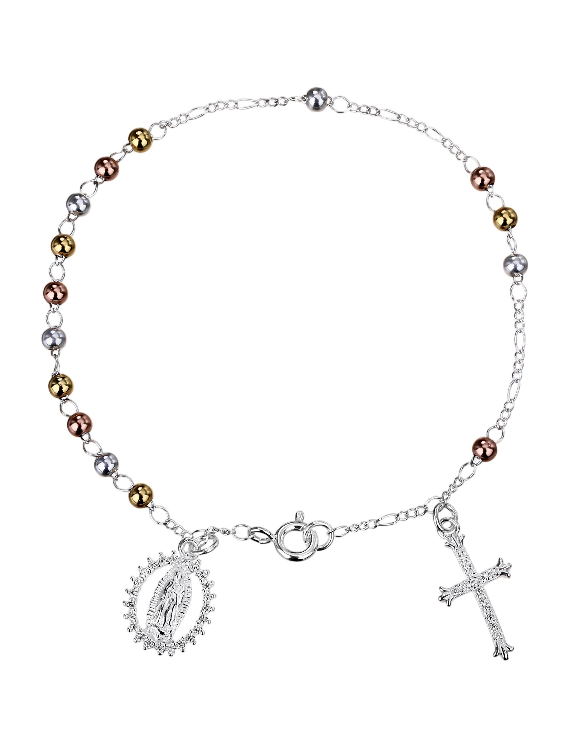 Misterio de Virgen de Guadalupe con circonia blanca 3mm en florentino