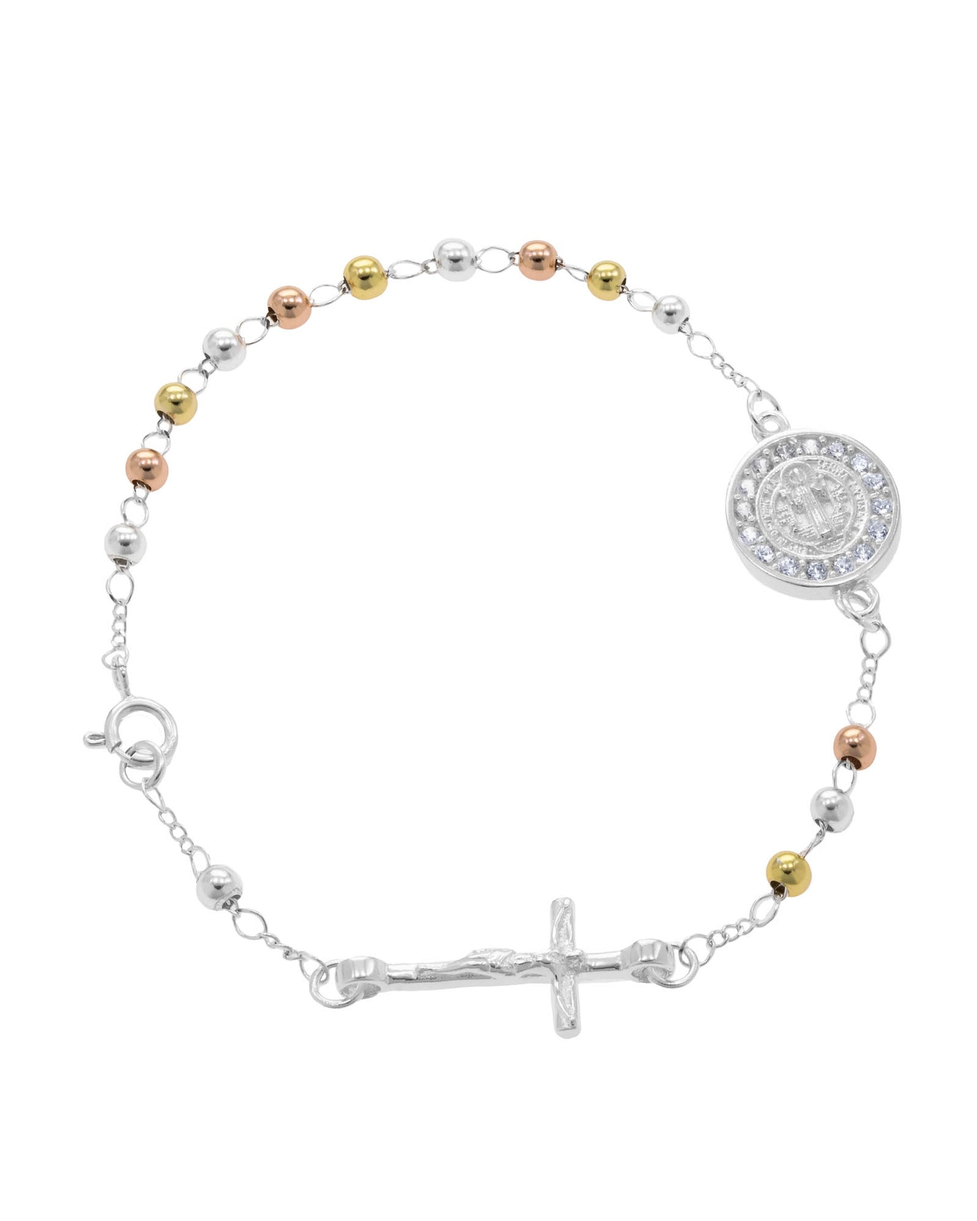 Misterio de San Benito con circonia blanca 3mm en florentino