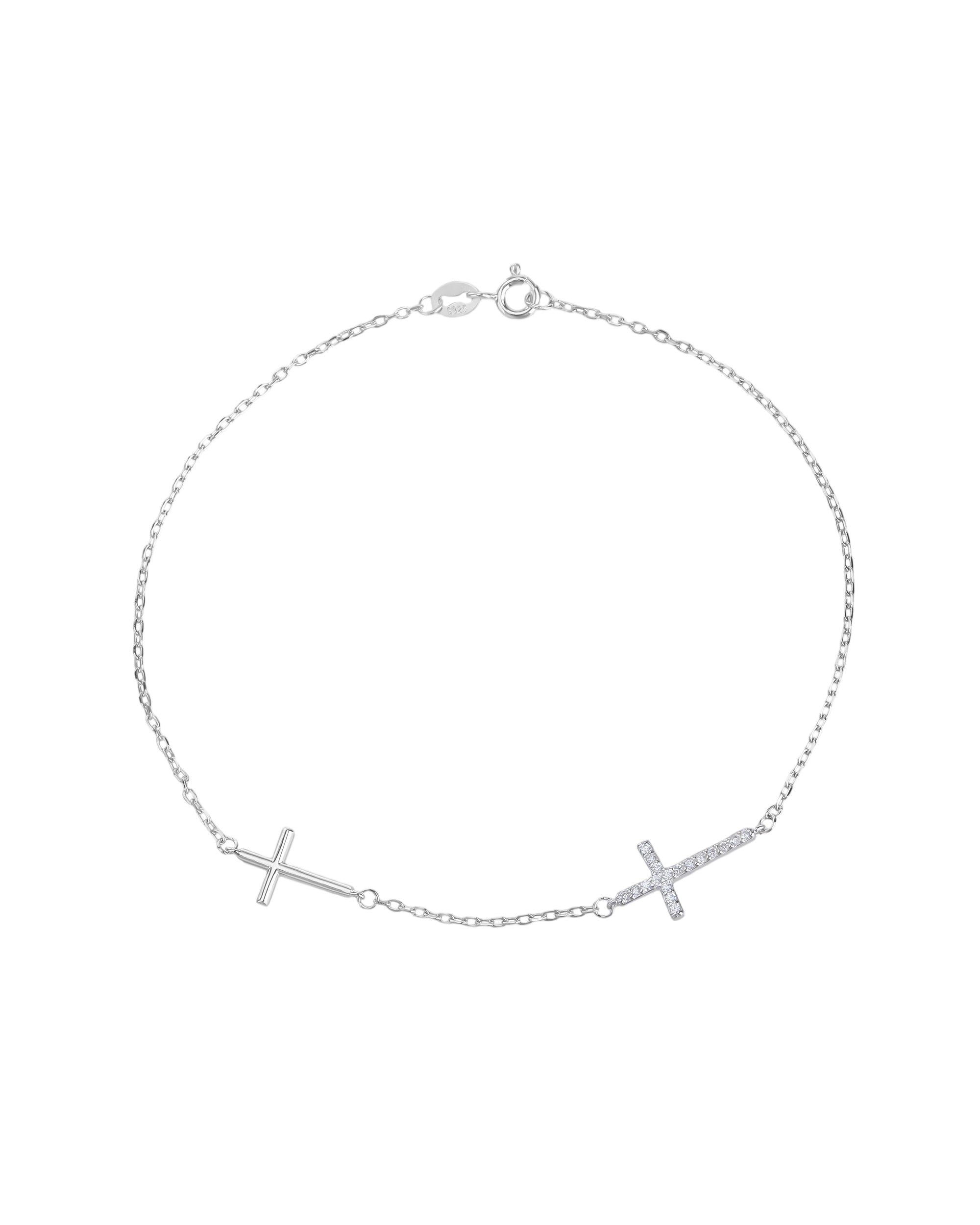 Tobillera sencilla de Cruces con circonia blanca en rodizado