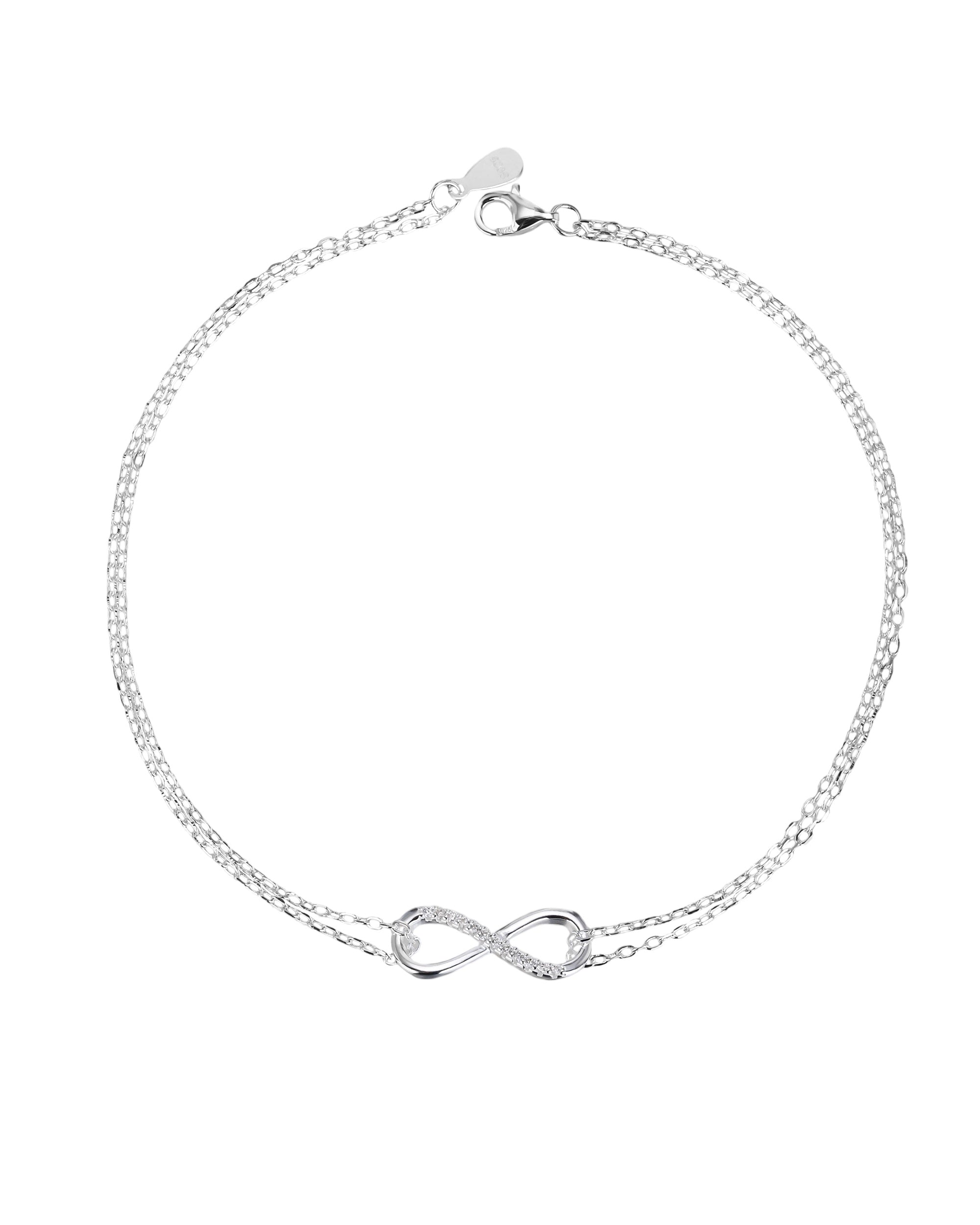 Tobillera doble cadena de infinito con circonia blanca en plateado