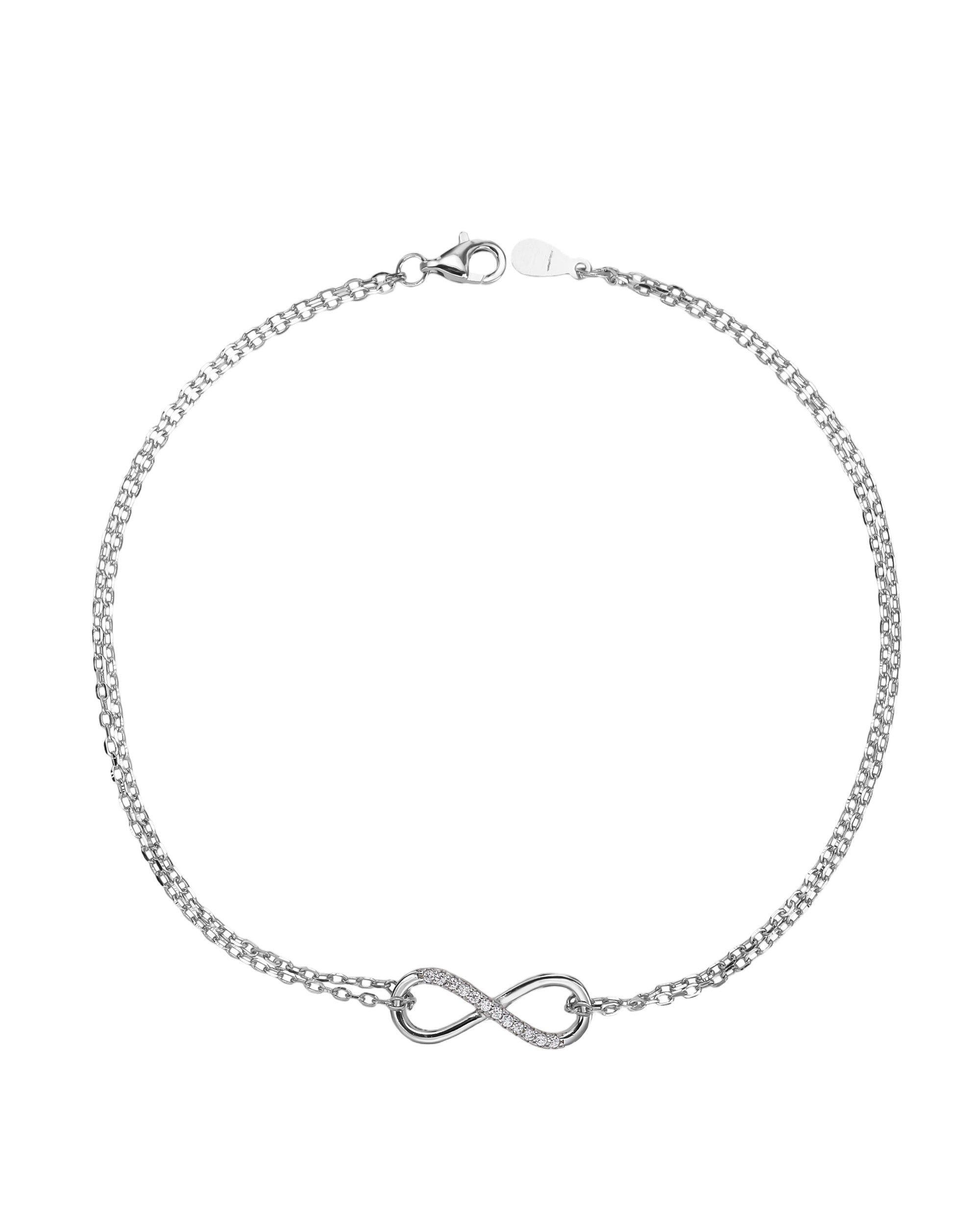 Tobillera doble cadena de infinito con circonia blanca en rodizado