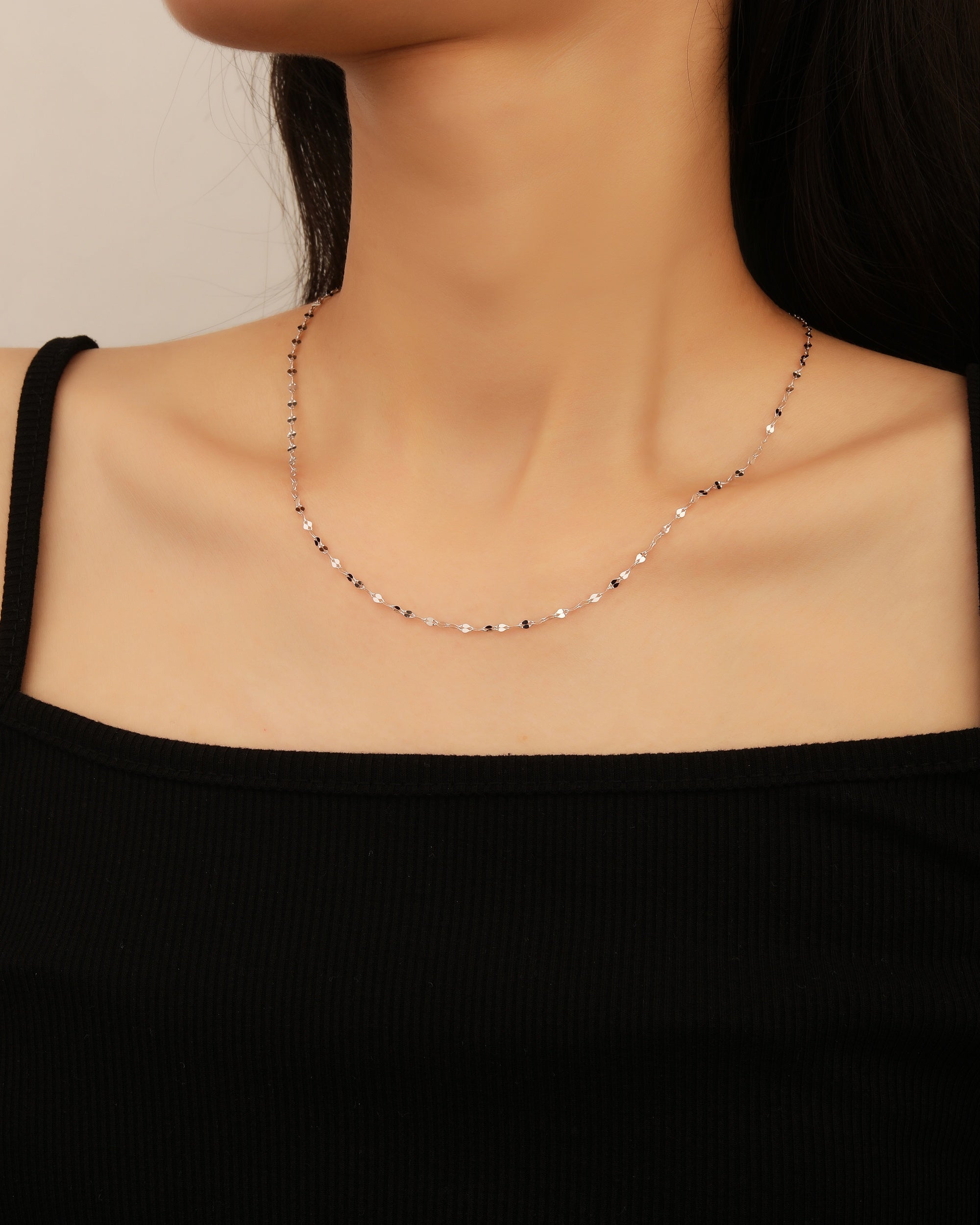 Cadena diseño de labios de 45+5cm en plateado