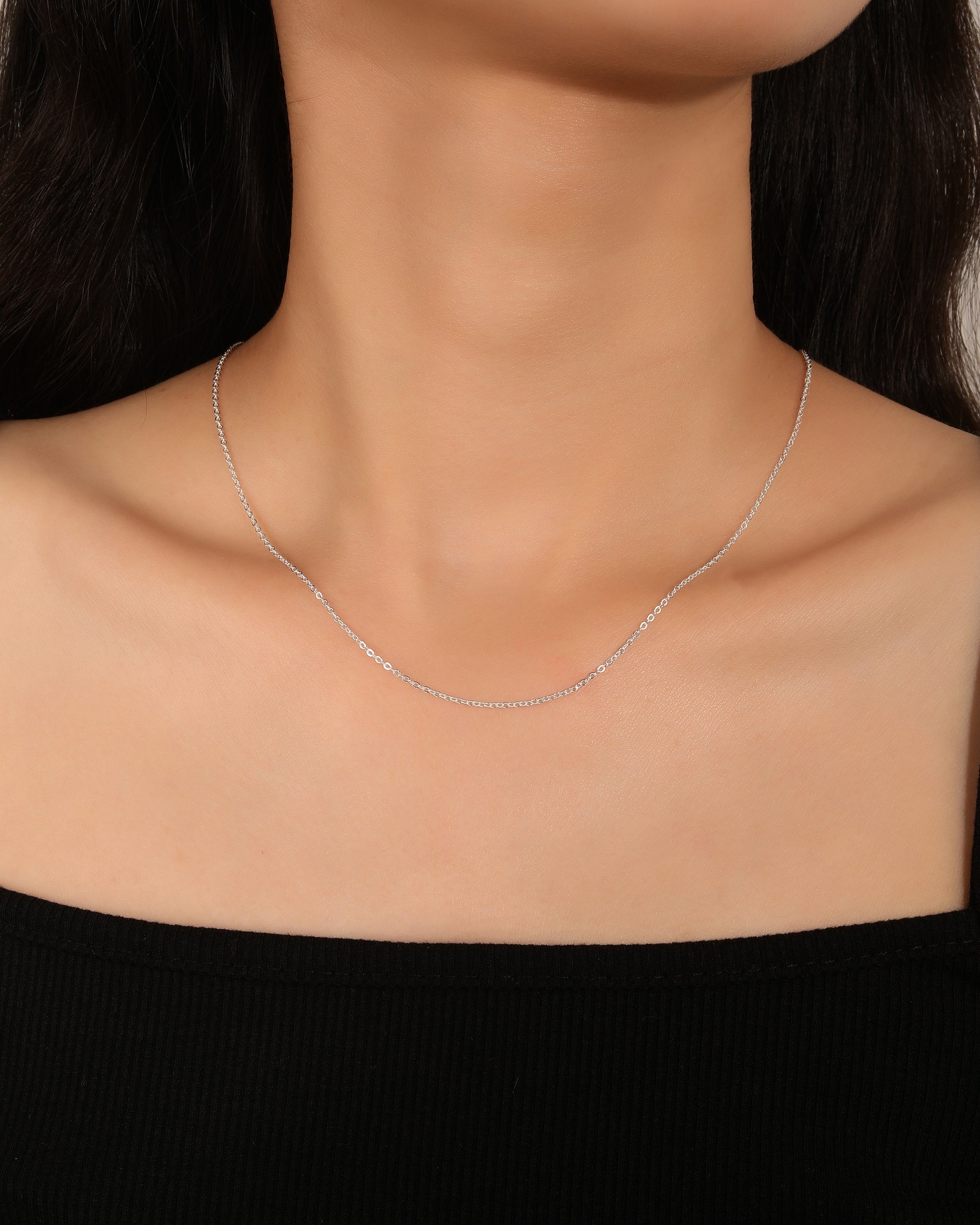 Cadena de eslabon oval de 45+5cm en plateado