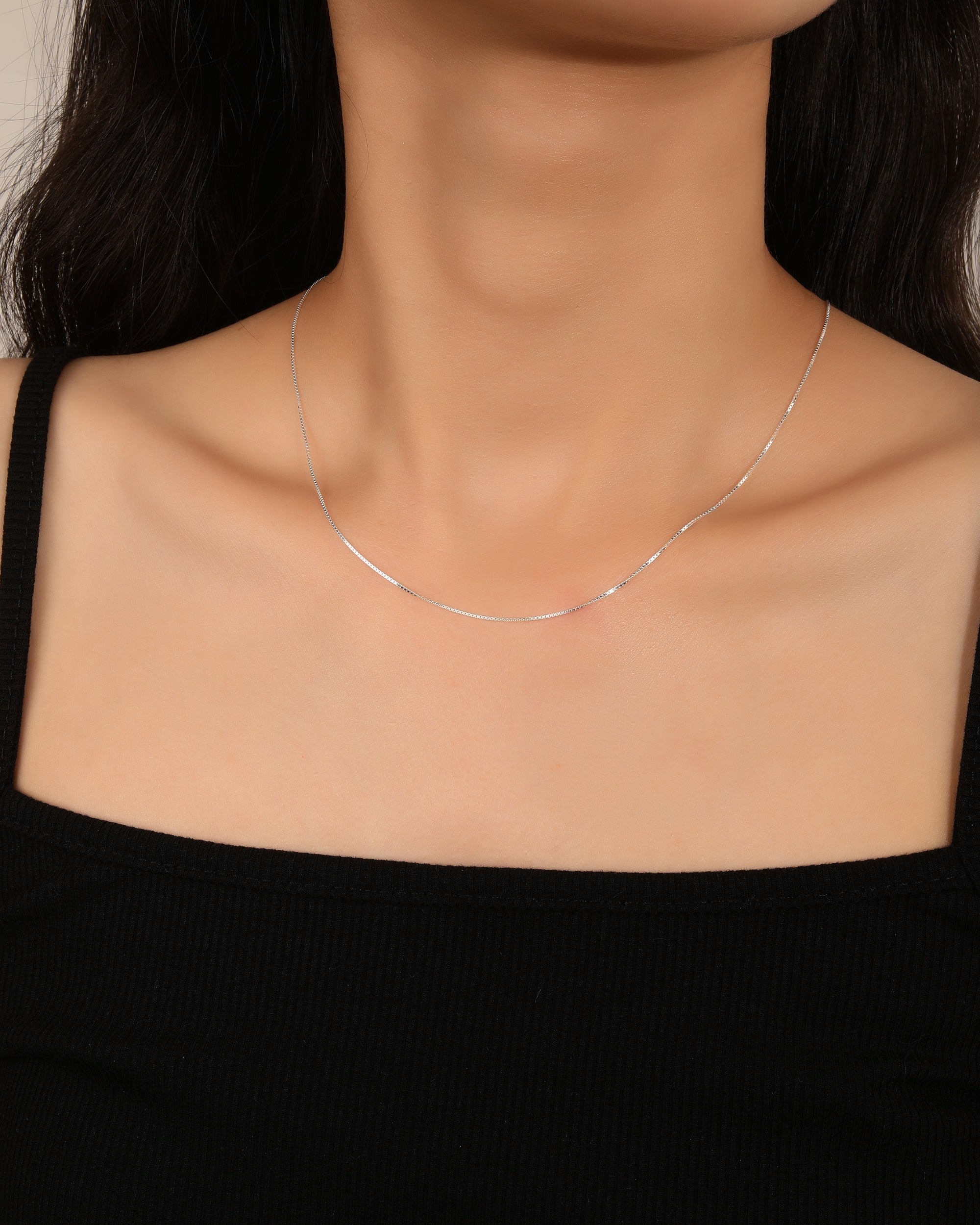 Cadena estilo veneciana plana de 45+5cm en plateado